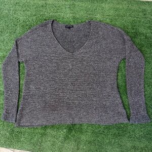 Eileen Fisher Gray Chunky knit Metallic Alpaca V-Neck Sweater, Size L